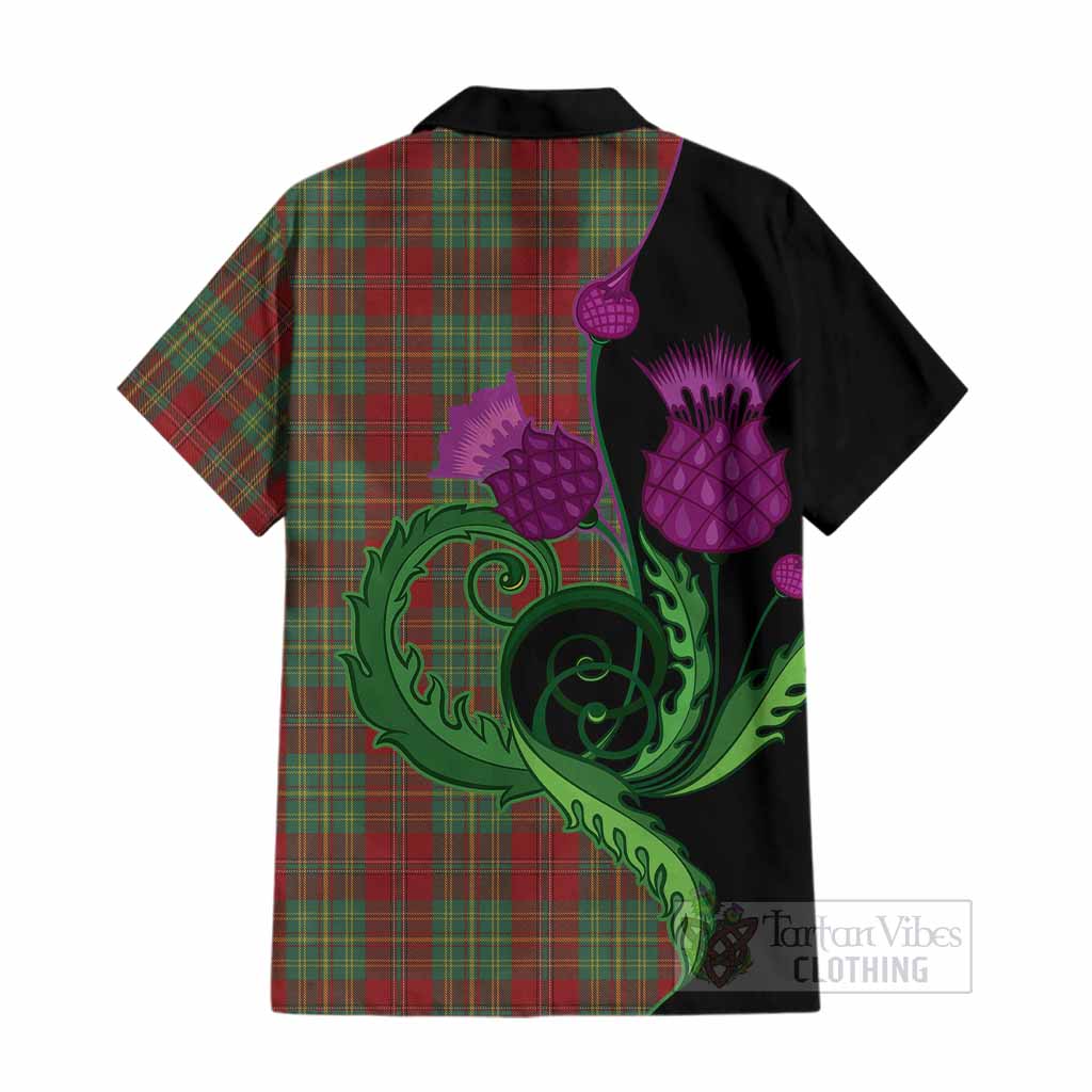 Leask Tartan Cotton Hawaiian Shirt Traditional Scottish Thistle