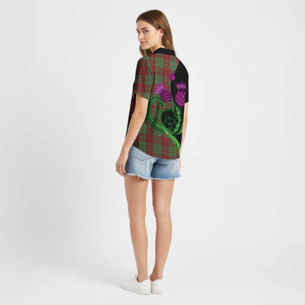 Leask Tartan Cotton Hawaiian Shirt Traditional Scottish Thistle