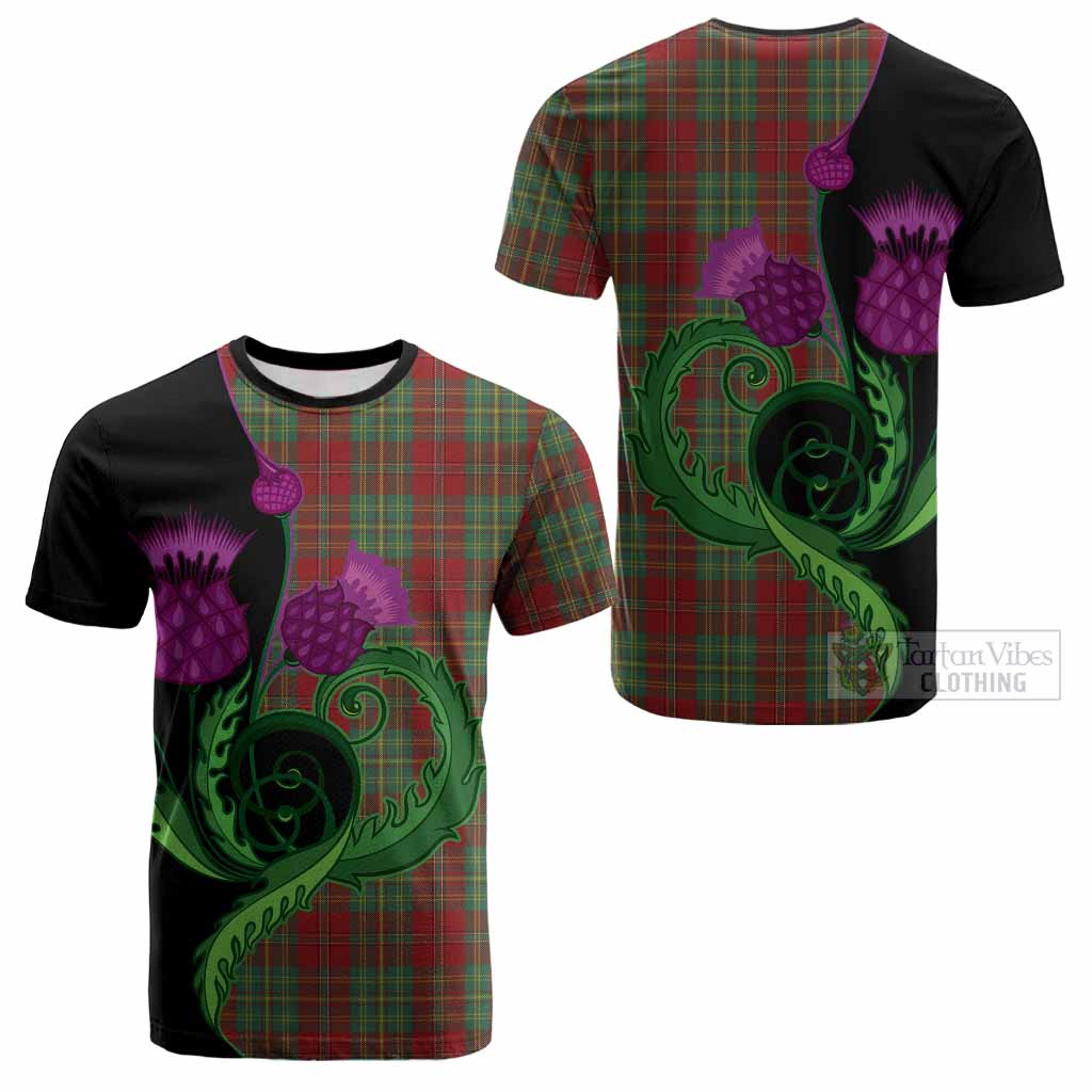 Leask Tartan Cotton T-shirt Traditional Scottish Thistle