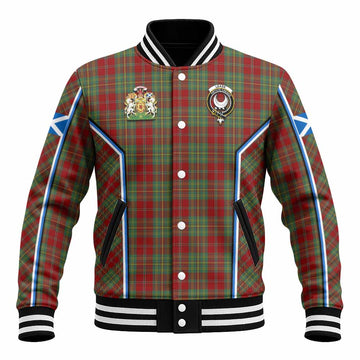 Leask Tartan Crest Baseball Jacket Scotland Coat of Arm Flag Style