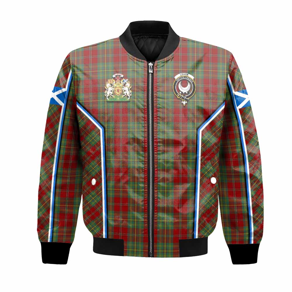 Leask Tartan Crest Bomber Jacket Scotland Coat of Arm Flag Style - Tartan Vibes Clothing