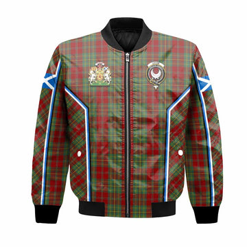 Leask Tartan Crest Bomber Jacket Scotland Coat of Arm Flag Style