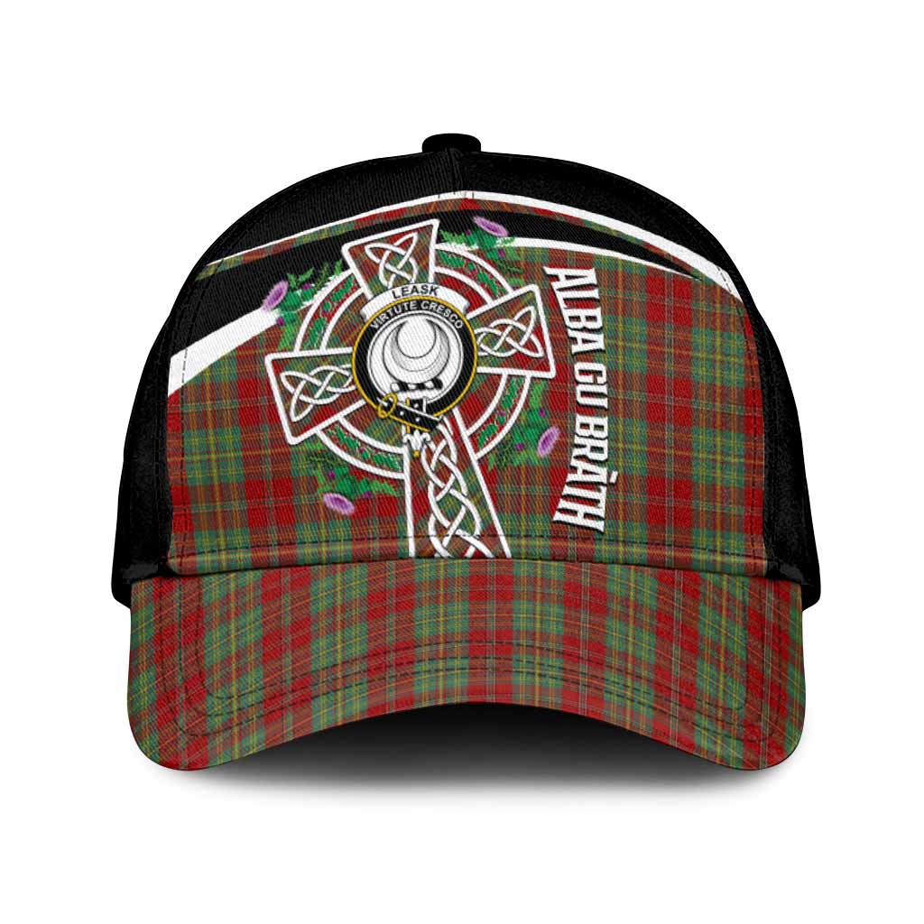 Leask Tartan Crest Classic Cap Scottish Thistle Celtic Cross Alba Gu Brath