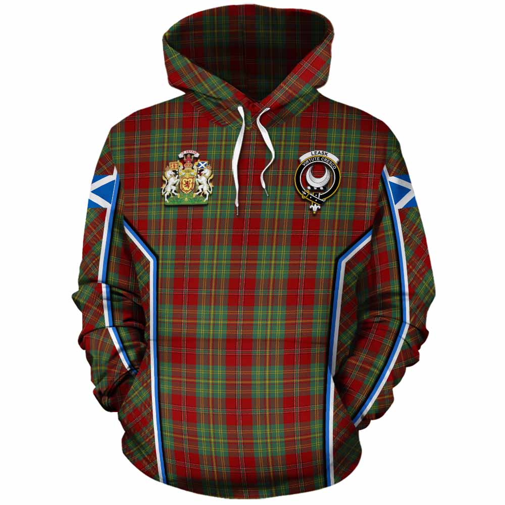 Leask Tartan Crest Cotton Hoodie Scotland Coat of Arm Flag Style - Tartan Vibes Clothing