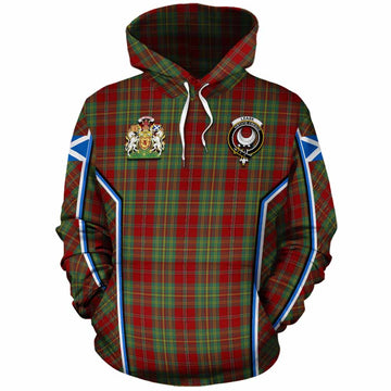 Leask Tartan Crest Cotton Hoodie Scotland Coat of Arm Flag Style