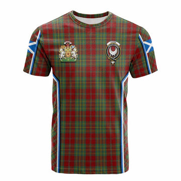Leask Tartan Crest Cotton T-shirt Scotland Coat of Arm Flag Style