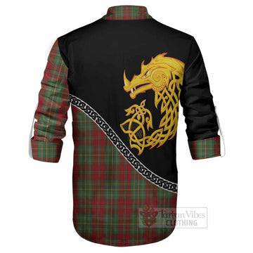 Leask Tartan Crest Ghillie Shirt Legendary Dragon Knot Half Style