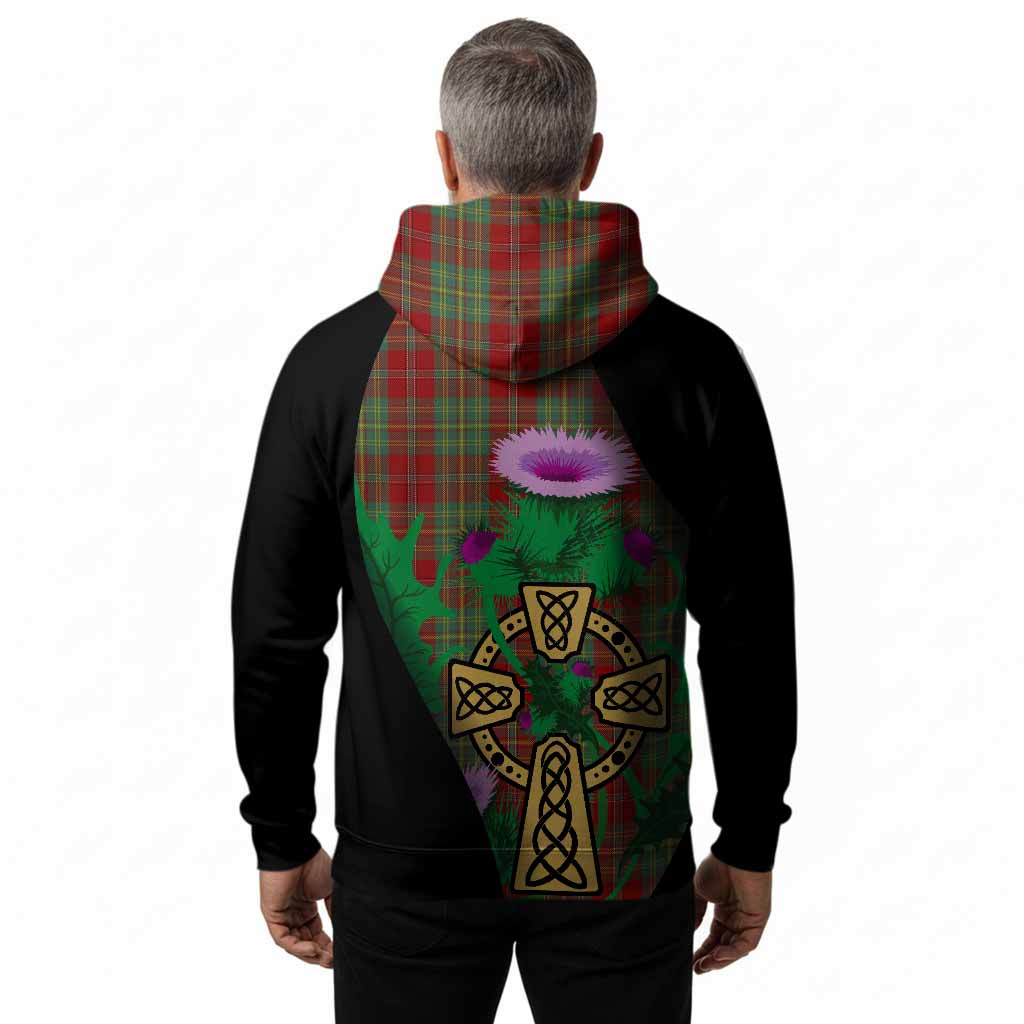 Leask Tartan Crest Hoodie Celtic Cross Thistle Flowers