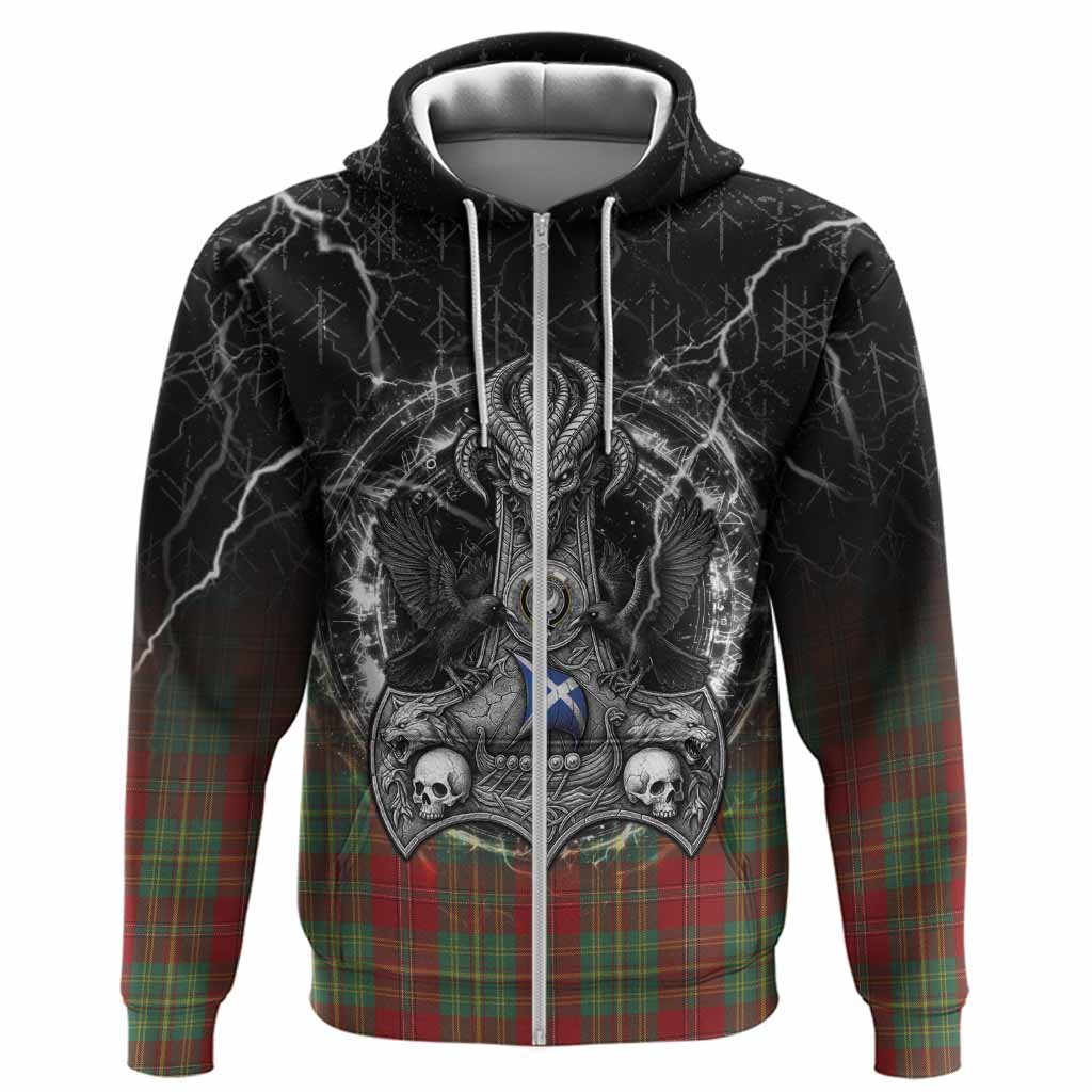 Leask Tartan Crest Hoodie Celtic Odin's Raven Legacy