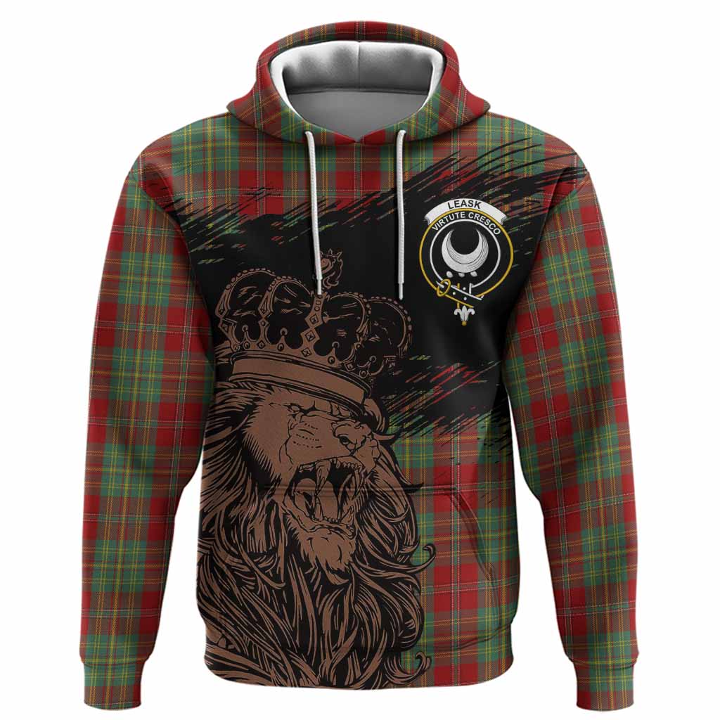 Leask Tartan Crest Hoodie Crowned Lion Heritage Style