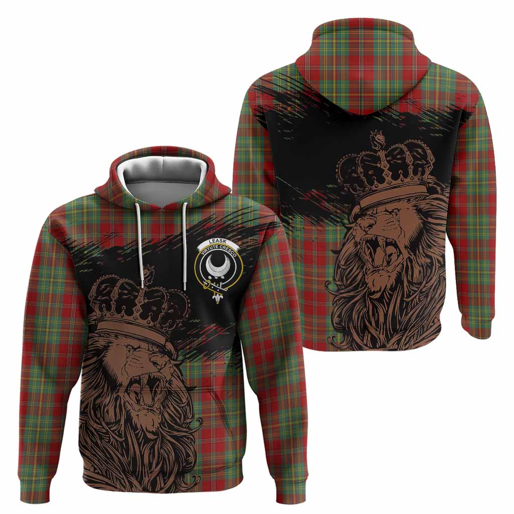 Leask Tartan Crest Hoodie Crowned Lion Heritage Style