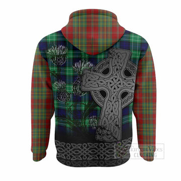 Leask Tartan Crest Hoodie Grunge Celtic Cross Scottish Thistle