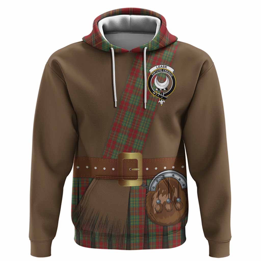 Leask Tartan Crest Hoodie Kilt Costume Style