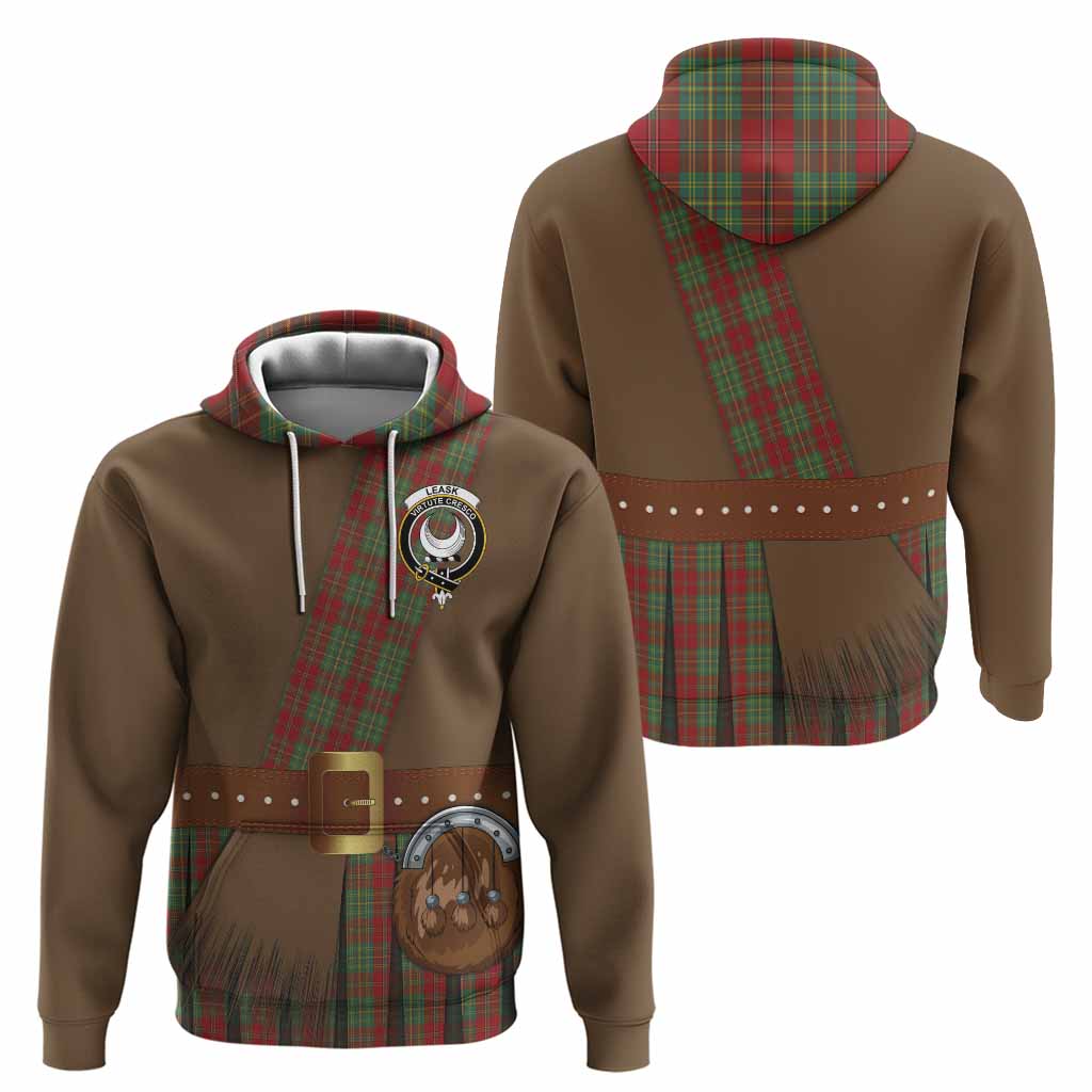 Leask Tartan Crest Hoodie Kilt Costume Style