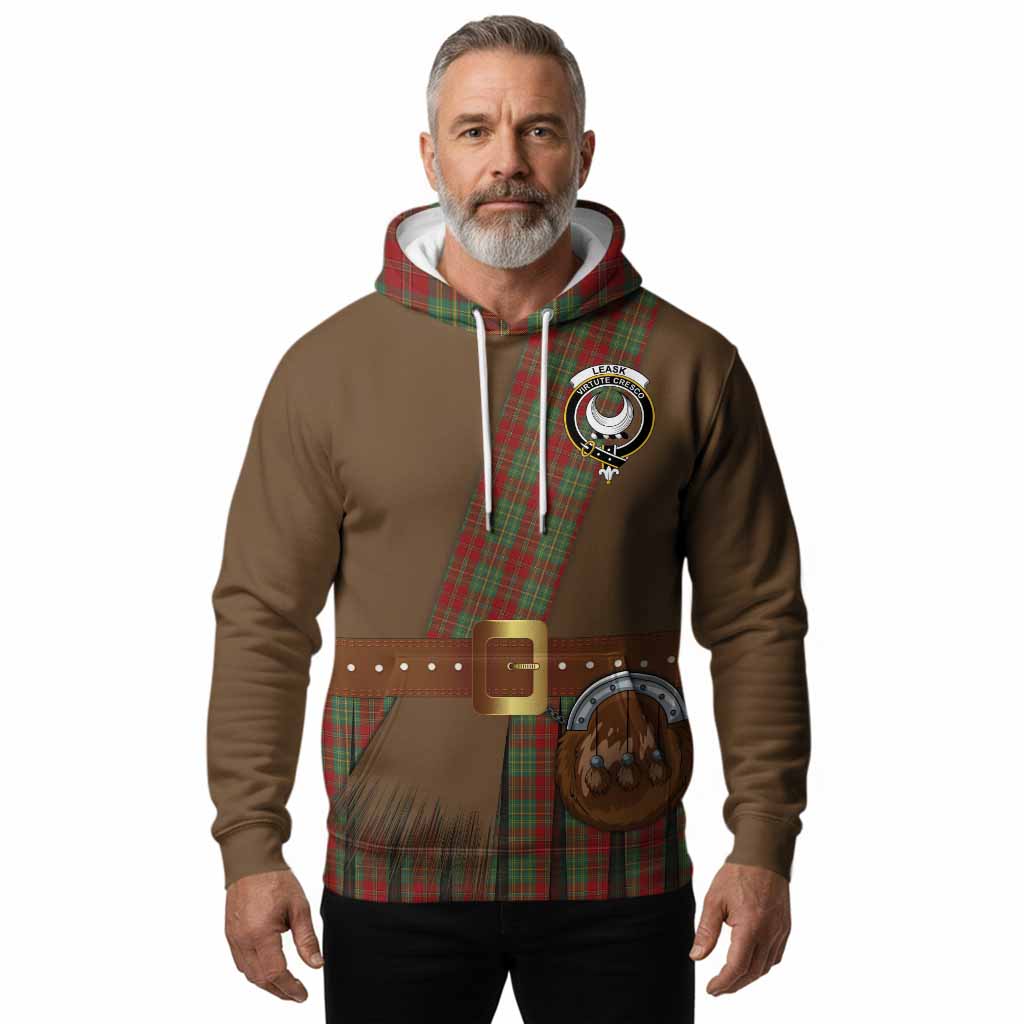 Leask Tartan Crest Hoodie Kilt Costume Style