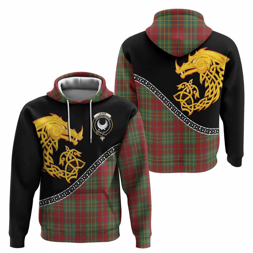 Leask Tartan Crest Hoodie Legendary Dragon Knot Half Style