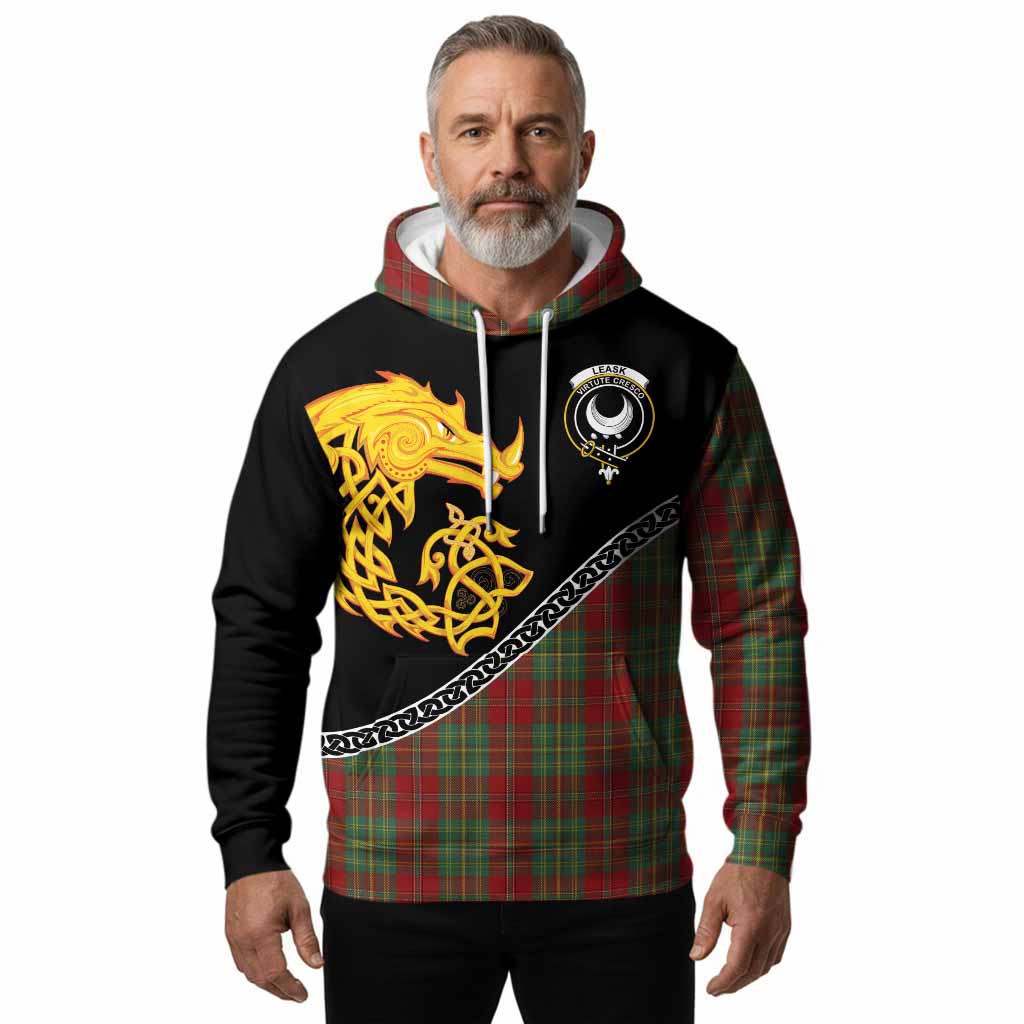 Leask Tartan Crest Hoodie Legendary Dragon Knot Half Style