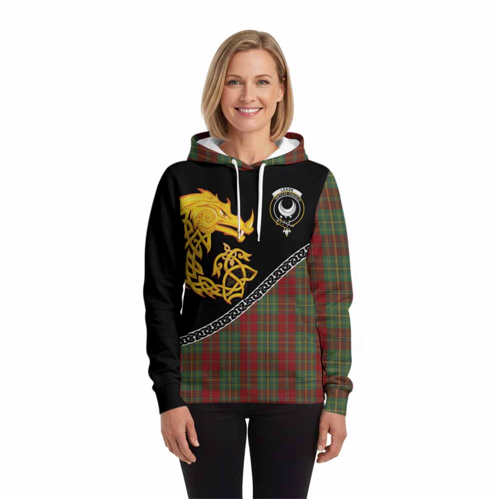 Leask Tartan Crest Hoodie Legendary Dragon Knot Half Style