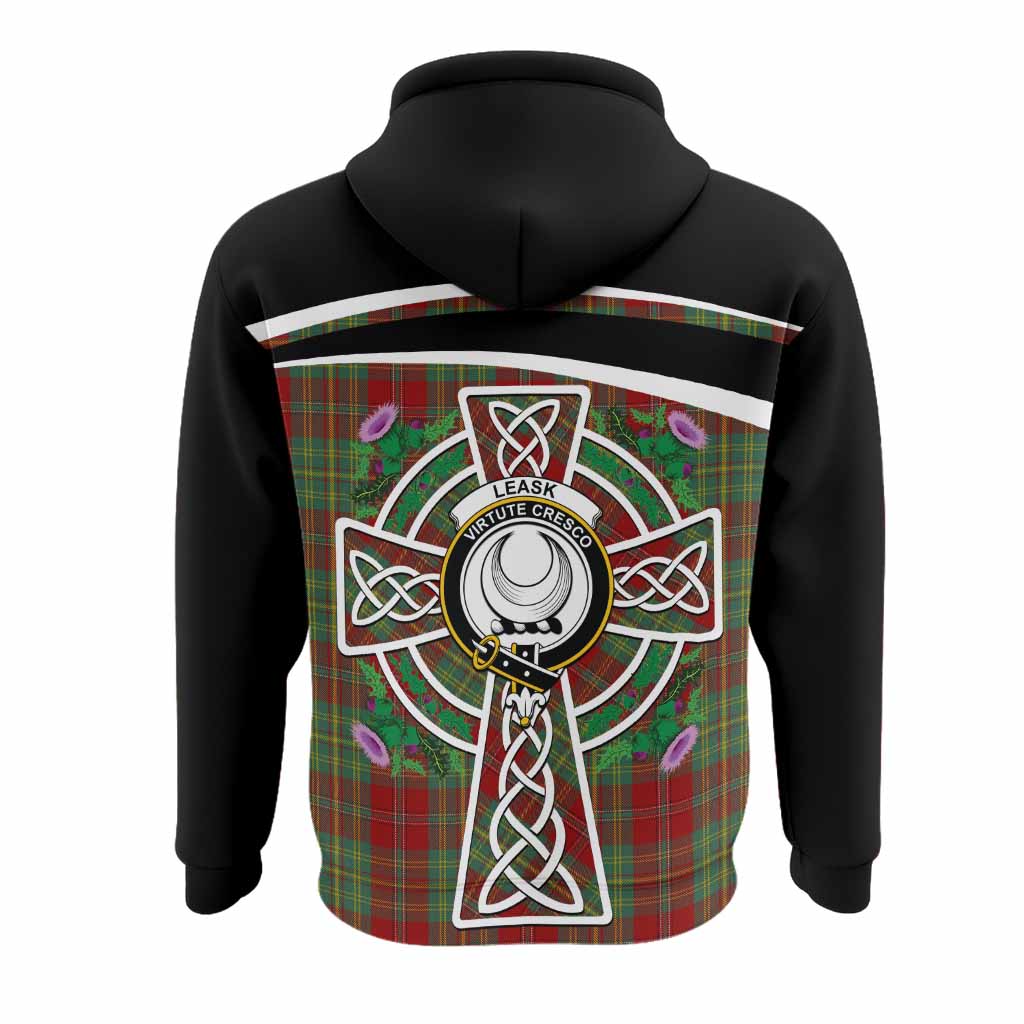 Leask Tartan Crest Hoodie Scottish Thistle Celtic Cross Alba Gu Brath