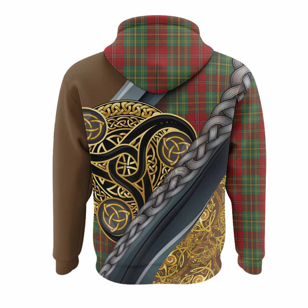 Leask Tartan Crest Hoodie Scottish Triskele Celtic