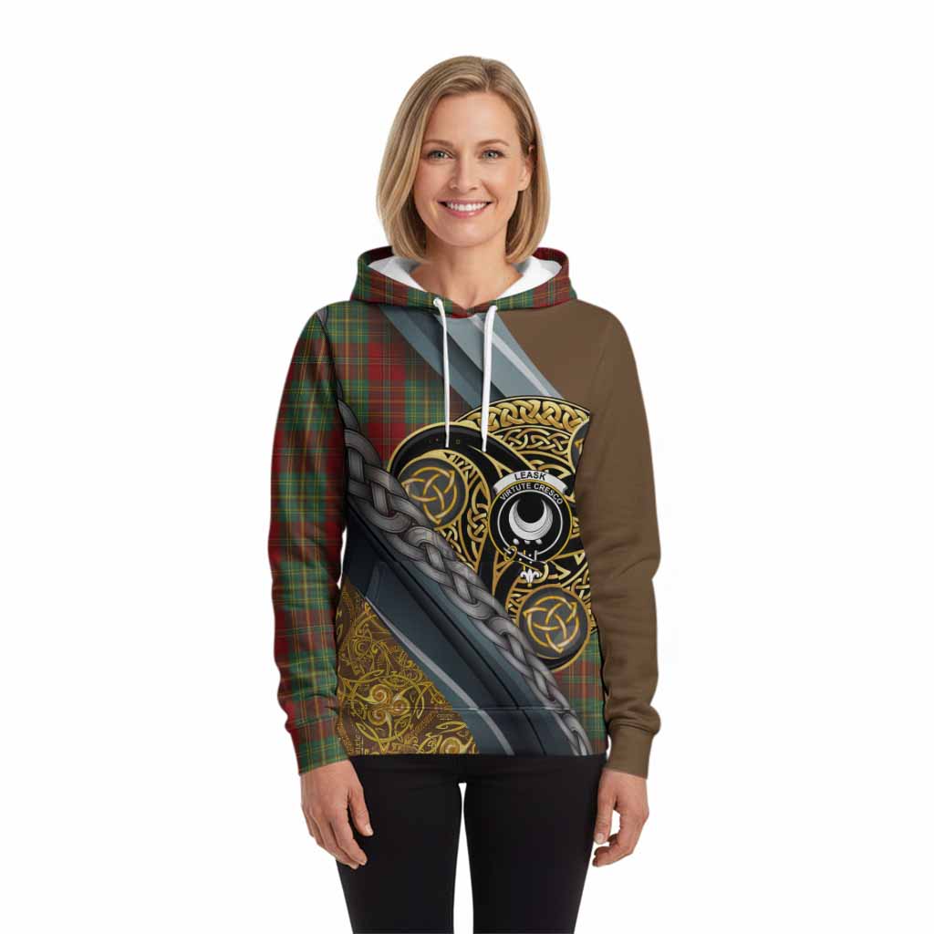 Leask Tartan Crest Hoodie Scottish Triskele Celtic