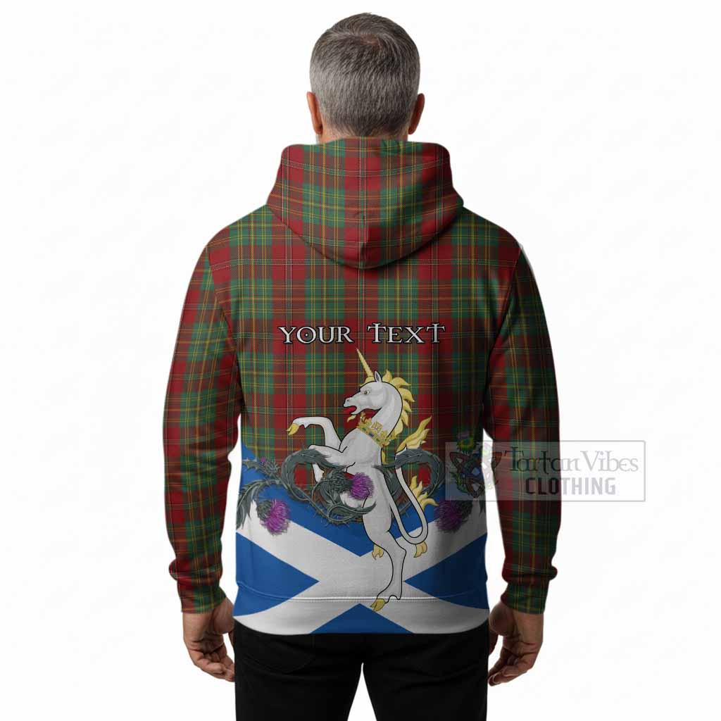 Leask Tartan Crest Hoodie Scottish Unicorn With Thistle