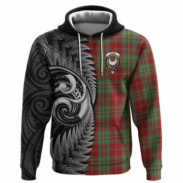 Leask Tartan Crest Hoodie With New Zealand Silver Fern Maori Koru