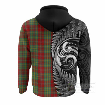 Leask Tartan Crest Hoodie With New Zealand Silver Fern Maori Koru