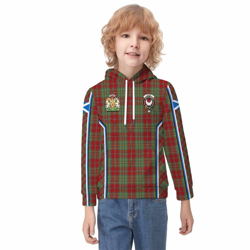 Leask Tartan Crest Kid Hoodie Scotland Coat of Arm Flag Style - Tartan Vibes Clothing