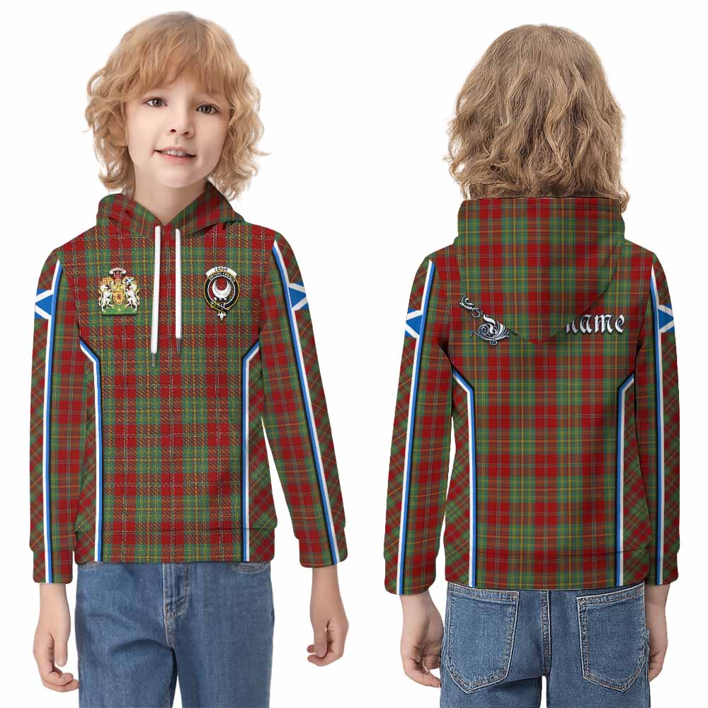 Leask Tartan Crest Kid Hoodie Scotland Coat of Arm Flag Style - Tartan Vibes Clothing