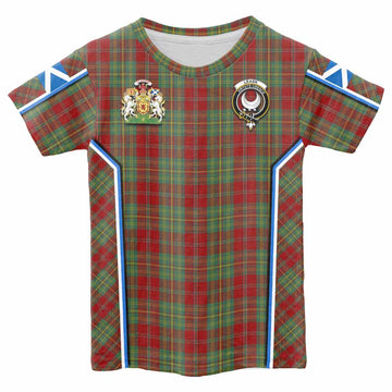 Leask Tartan Crest Kid T-shirt Scotland Coat of Arm Flag Style - Tartan Vibes Clothing