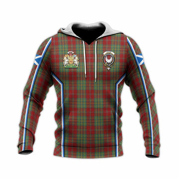 Leask Tartan Crest Knitted Hoodie Scotland Coat of Arm Flag Style