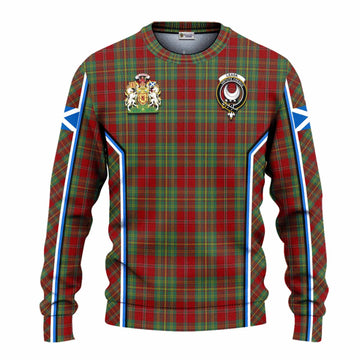 Leask Tartan Crest Knitted Sweater Scotland Coat of Arm Flag Style