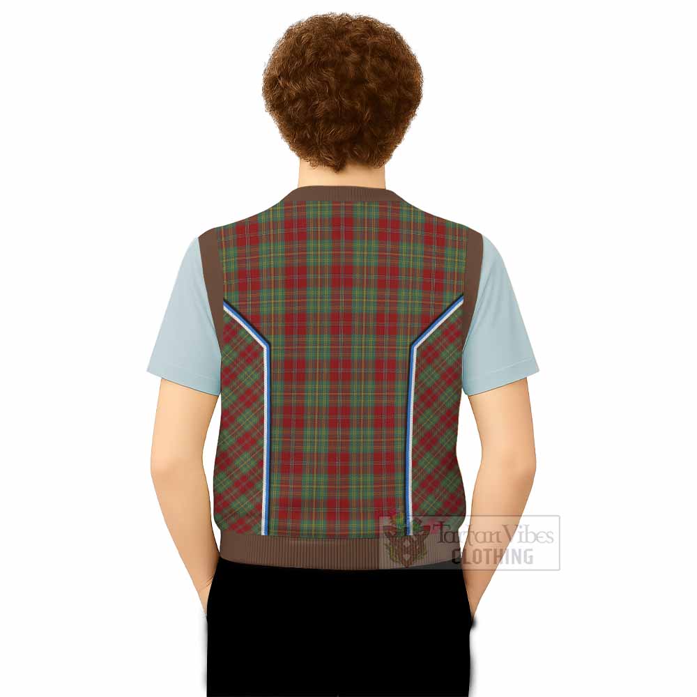 Leask Tartan Crest Knitted V-Neck Vest Scotland Coat of Arm Flag Style - Tartan Vibes Clothing