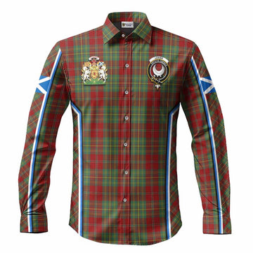 Leask Tartan Crest Long Sleeve Button Shirts Scotland Coat of Arm Flag Style