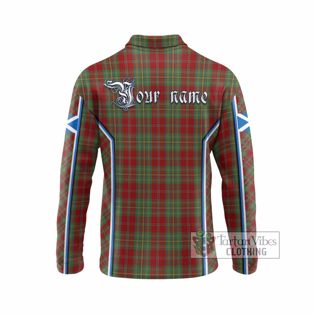 Leask Tartan Crest Long Sleeve Polo Shirt Scotland Coat of Arm Flag Style - Tartan Vibes Clothing