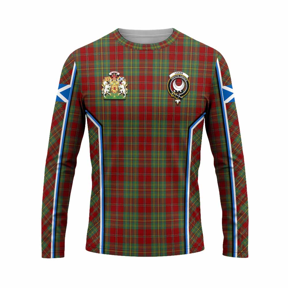 Leask Tartan Crest Long Sleeve T-Shirt Scotland Coat of Arm Flag Style - Tartan Vibes Clothing
