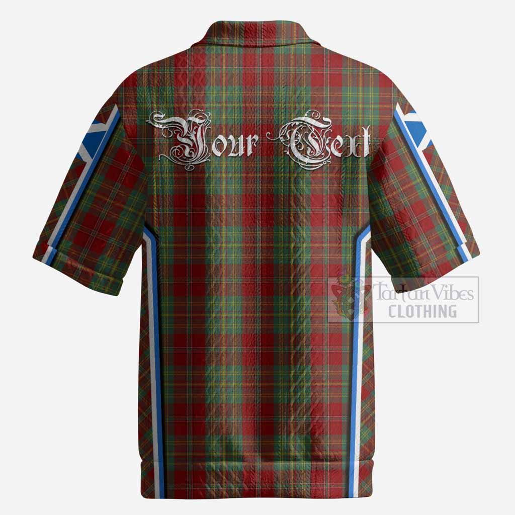 Leask Tartan Crest Men’s Polo Sweater Top Scotland Coat of Arm Flag Style