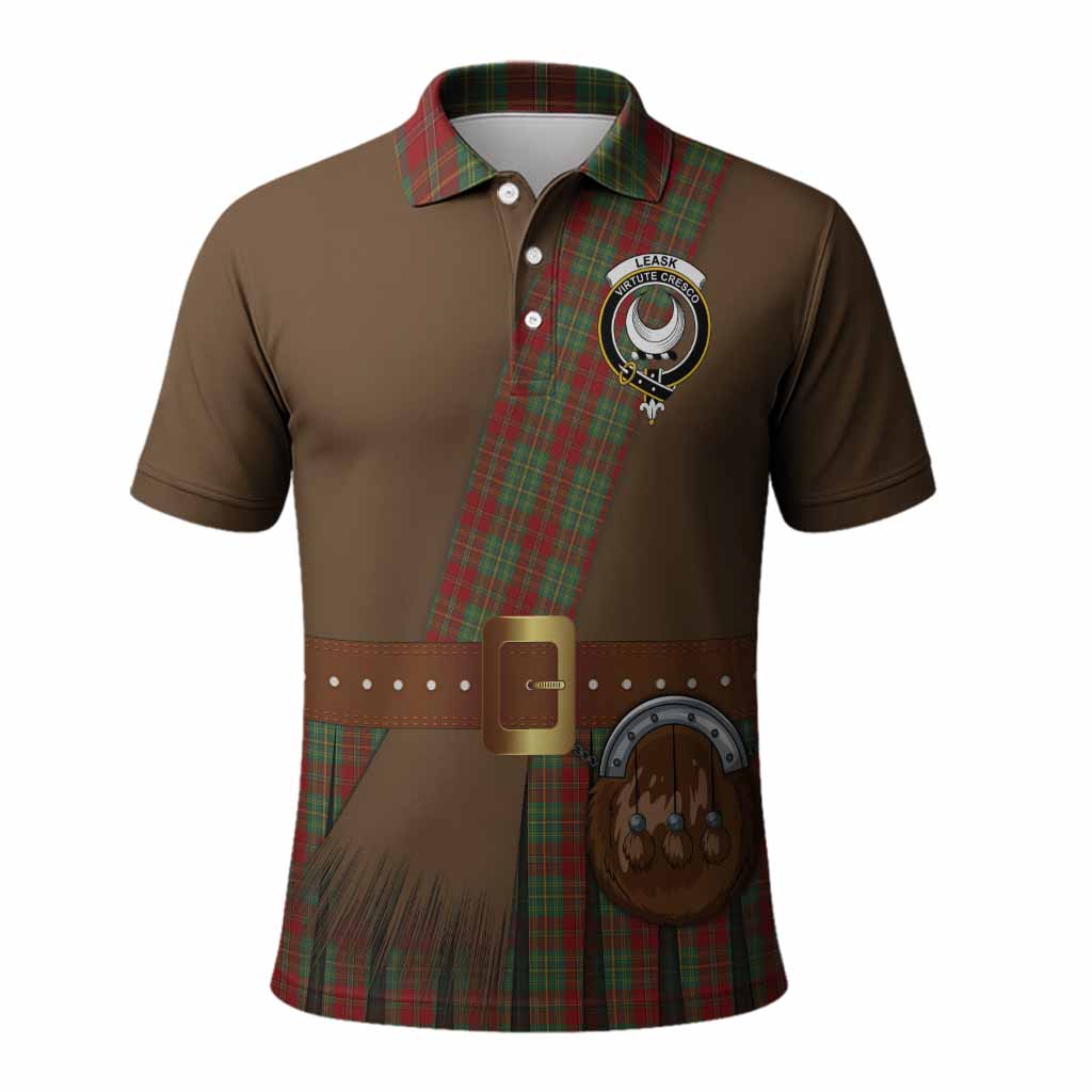 Leask Tartan Crest Polo Shirt Kilt Costume Style