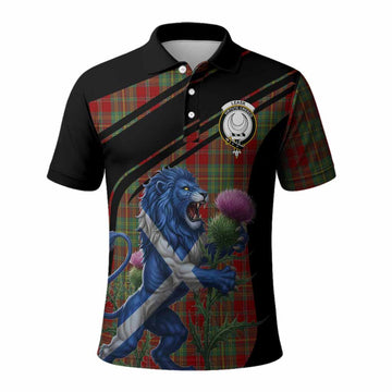 Leask Tartan Crest Polo Shirt Scottish Lion Rampant Thistle
