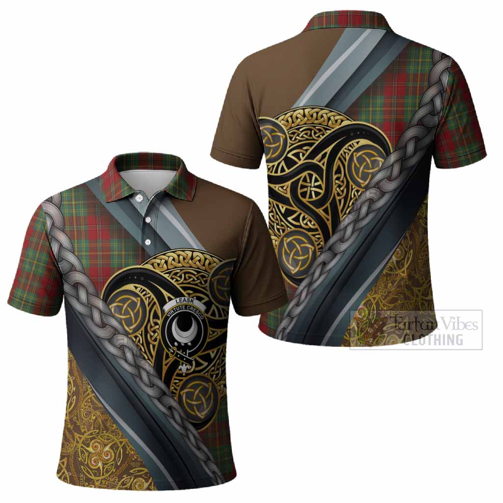 Leask Tartan Crest Polo Shirt Scottish Triskele Celtic