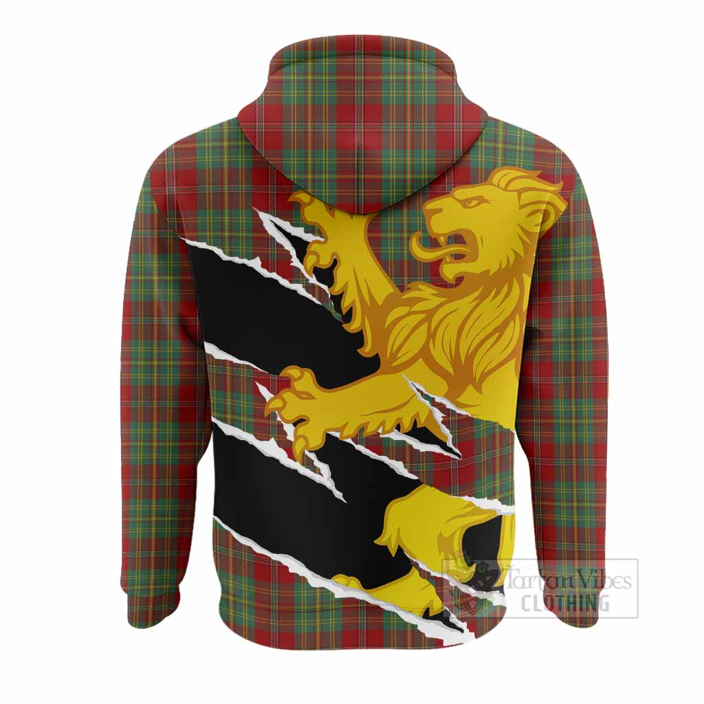 Leask Tartan Crest Scottish Hoodie Heraldic Golden Lion