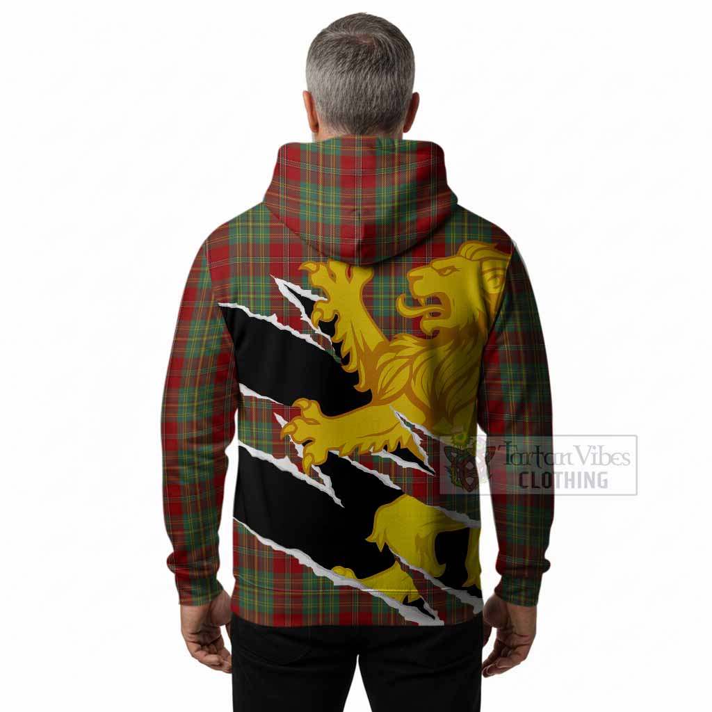 Leask Tartan Crest Scottish Hoodie Heraldic Golden Lion