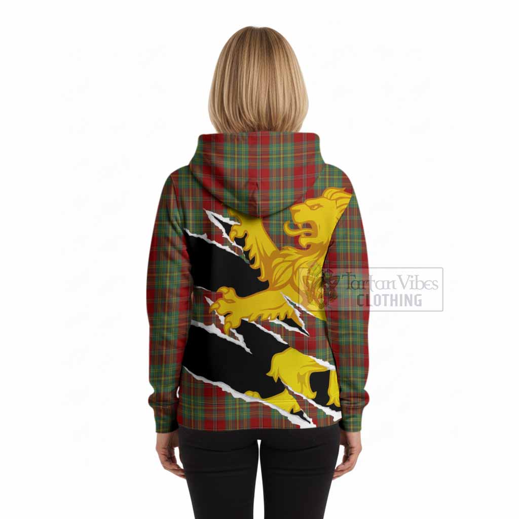 Leask Tartan Crest Scottish Hoodie Heraldic Golden Lion