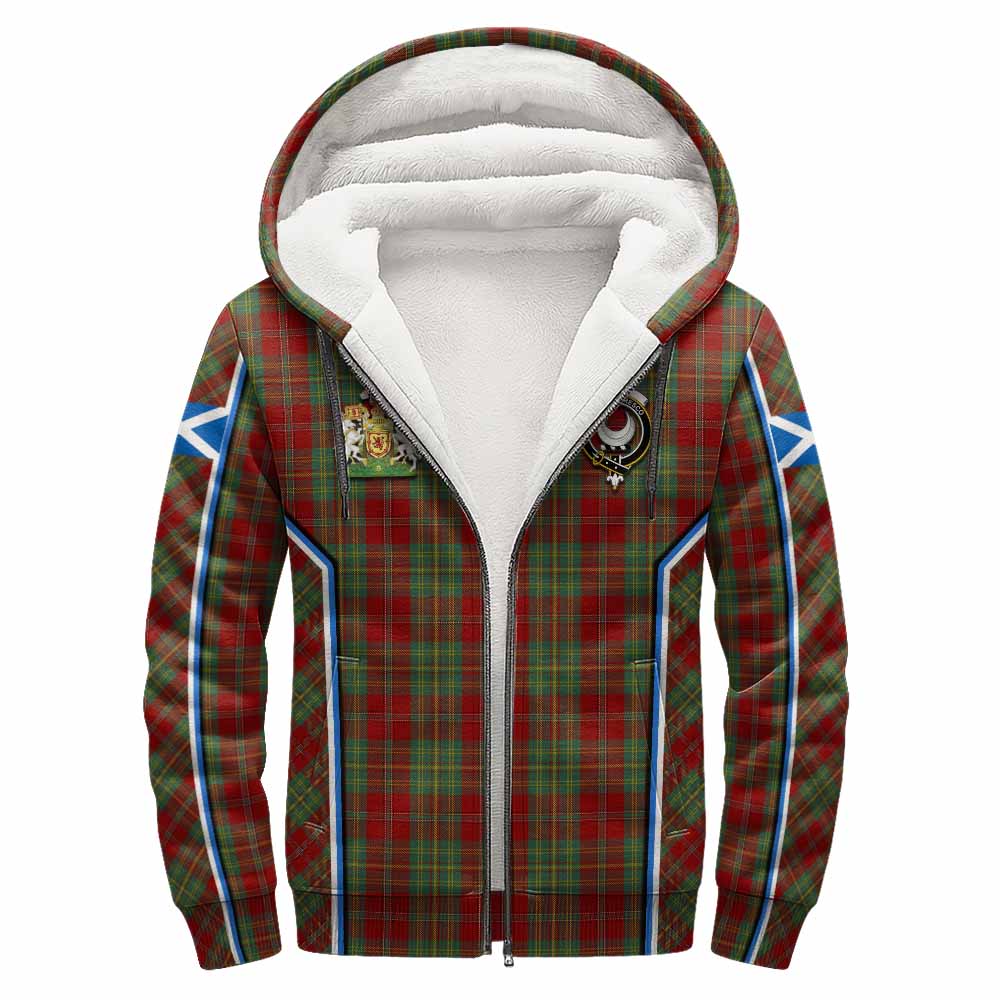 Leask Tartan Crest Sherpa Hoodie Scotland Coat of Arm Flag Style - Tartan Vibes Clothing
