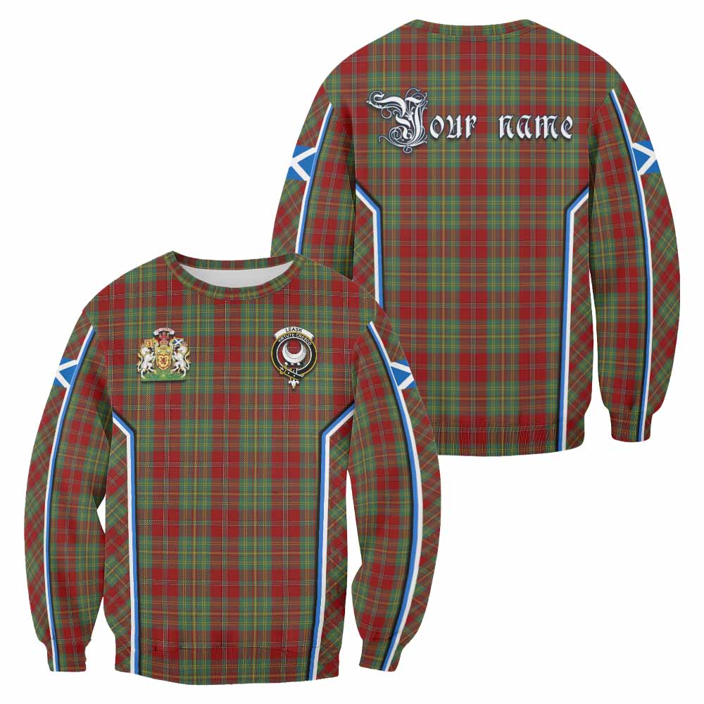 Leask Tartan Crest Sweatshirt Scotland Coat of Arm Flag Style - Tartan Vibes Clothing