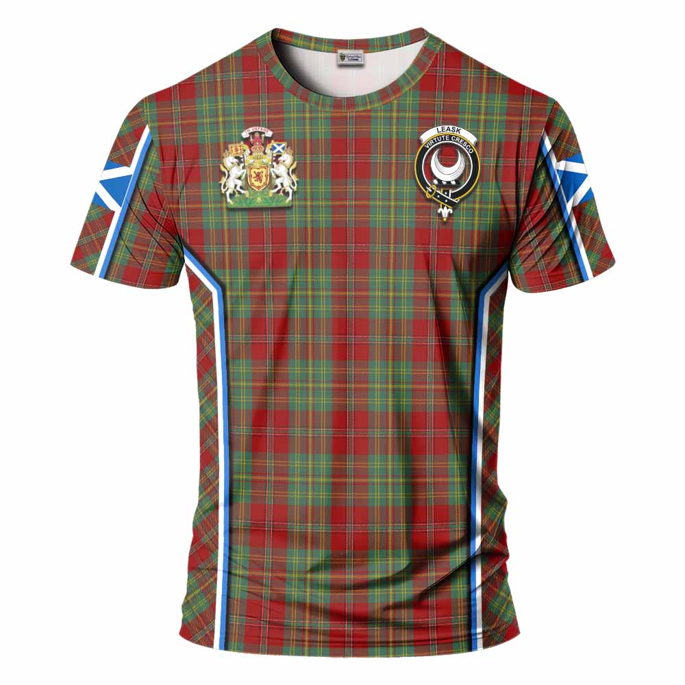 Leask Tartan Crest T-shirt Scotland Coat of Arm Flag Style - Tartan Vibes Clothing