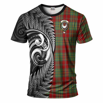 Leask Tartan Crest T-Shirt With New Zealand Silver Fern Maori Koru
