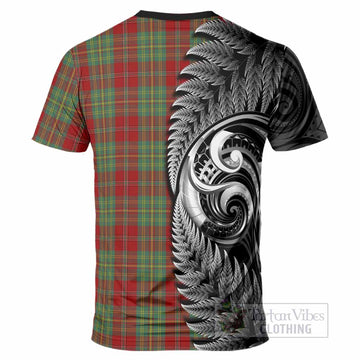 Leask Tartan Crest T-Shirt With New Zealand Silver Fern Maori Koru