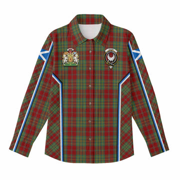 Leask Tartan Crest Women Casual Shirt Scotland Coat of Arm Flag Style